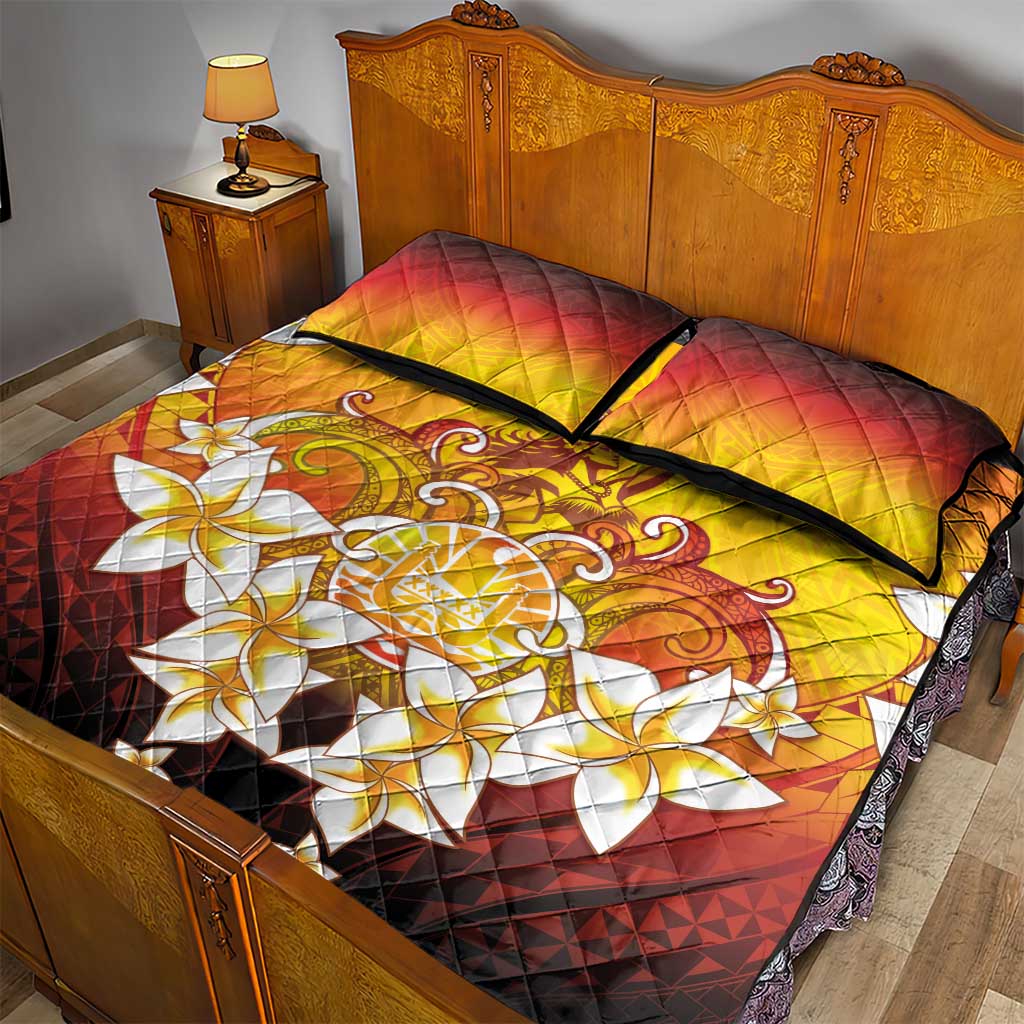 Tahiti Heiva Festival Quilt Bed Set Tahitian Vahine Plumeria Flowers