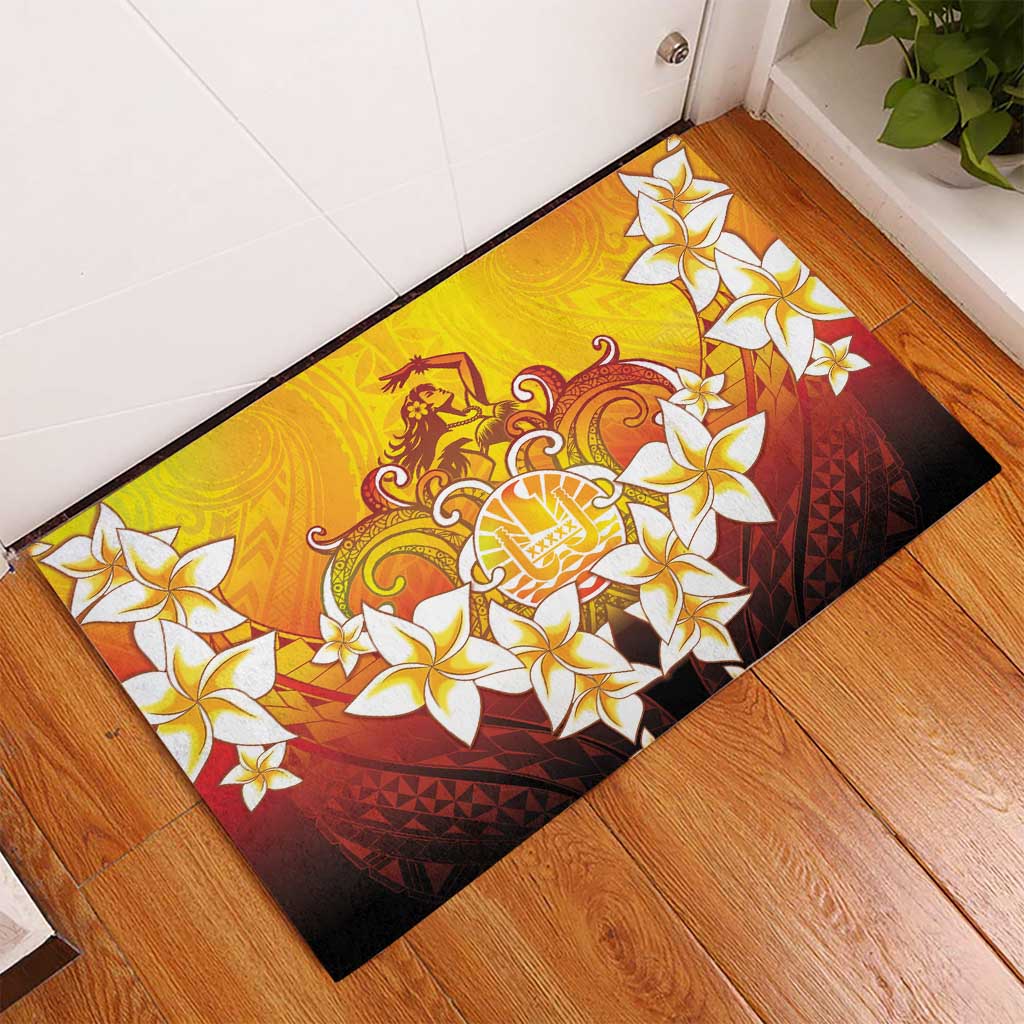 Tahiti Heiva Festival Rubber Doormat Tahitian Vahine Plumeria Flowers