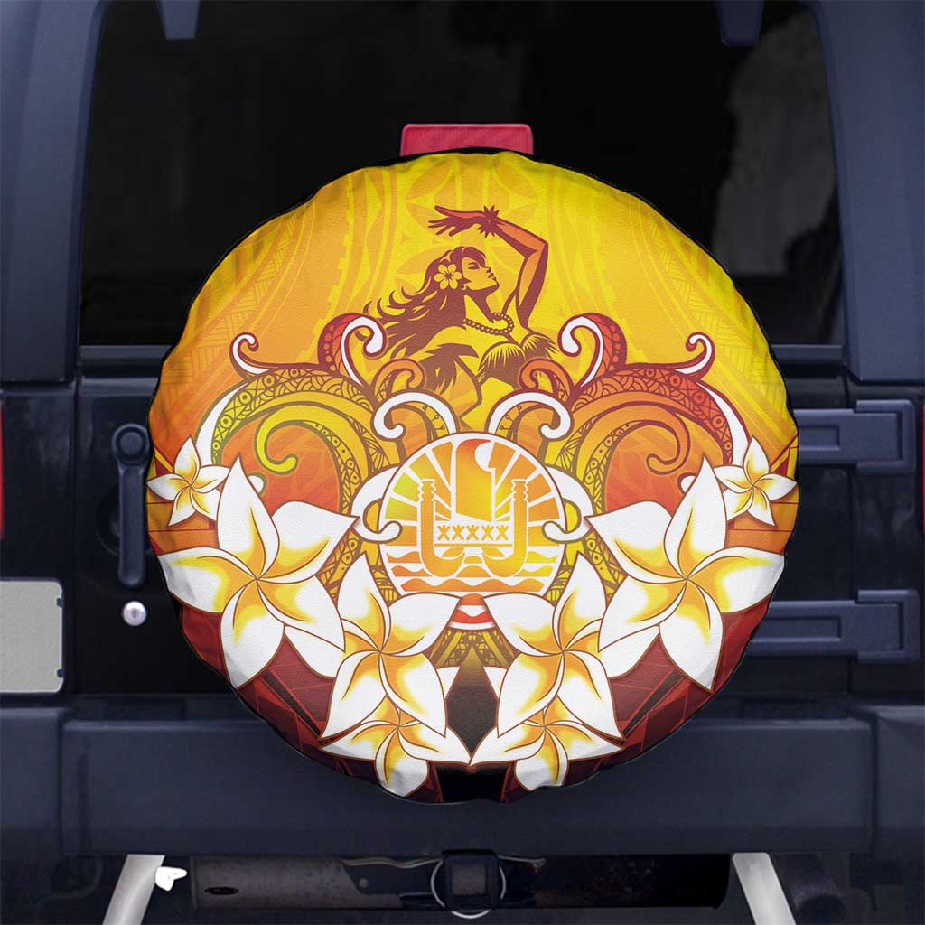 Tahiti Heiva Festival Spare Tire Cover Tahitian Vahine Plumeria Flowers