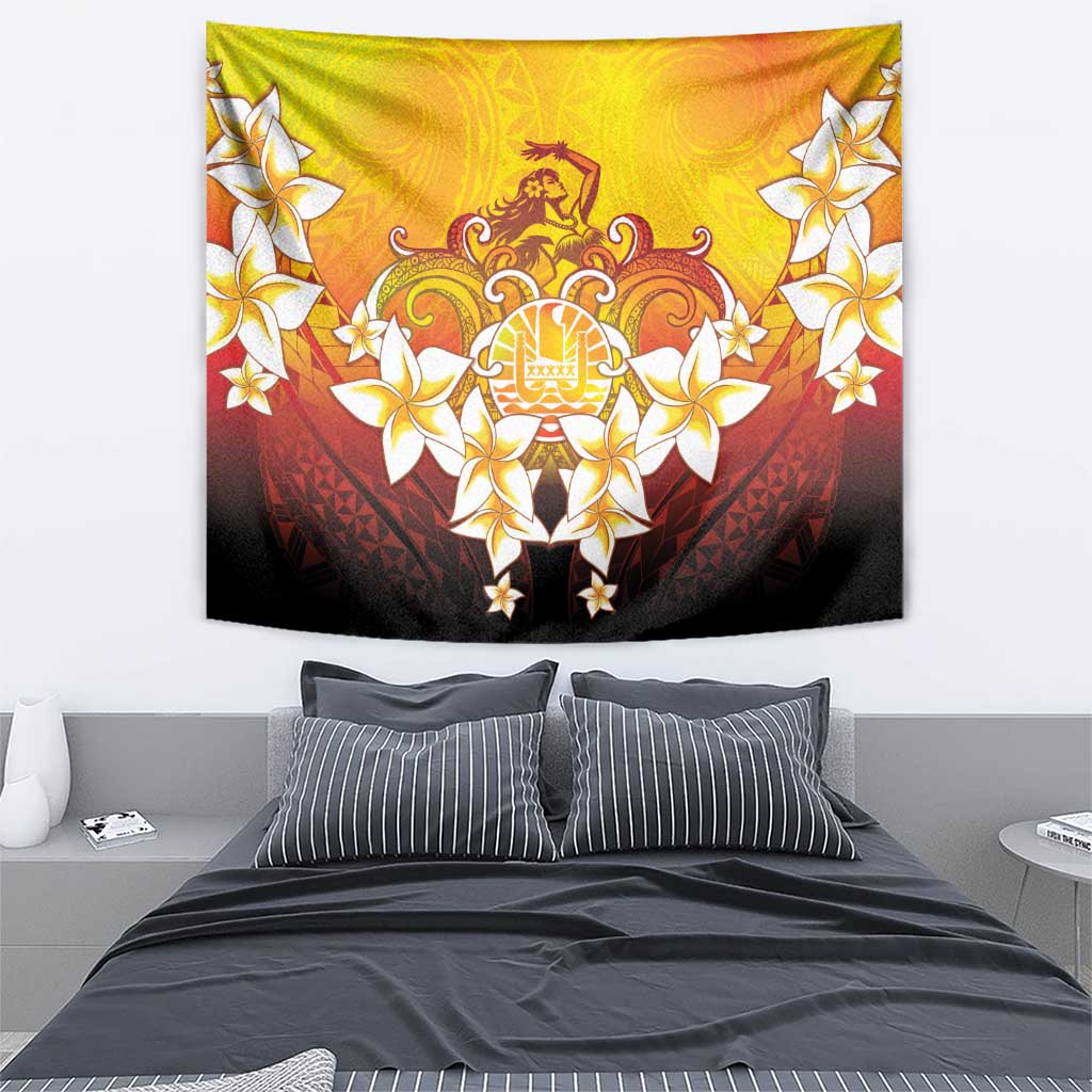 Tahiti Heiva Festival Tapestry Tahitian Vahine Plumeria Flowers