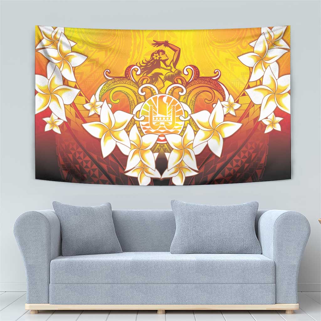 Tahiti Heiva Festival Tapestry Tahitian Vahine Plumeria Flowers