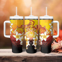 Tahiti Heiva Festival Tumbler With Handle Tahitian Vahine Plumeria Flowers