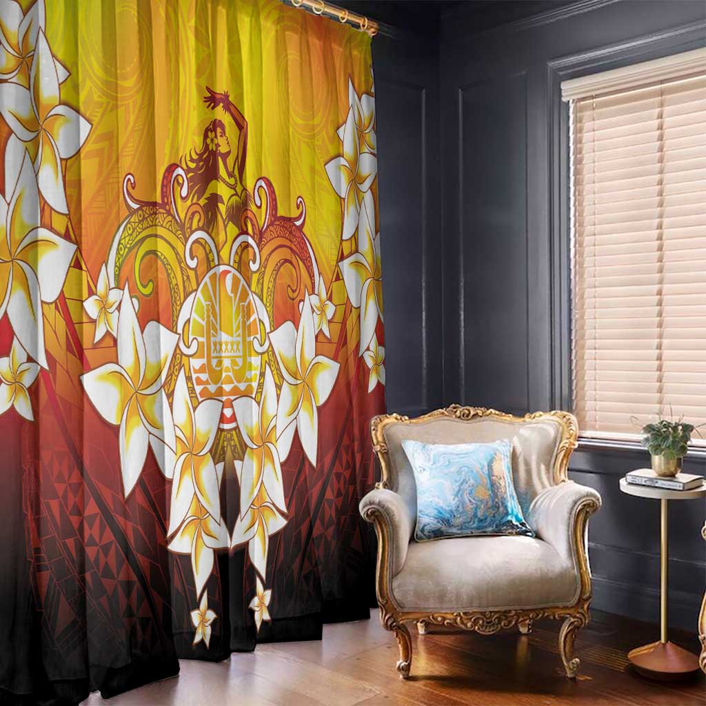 Tahiti Heiva Festival Window Curtain Tahitian Vahine Plumeria Flowers