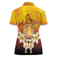 Tahiti Heiva Festival Women Polo Shirt Tahitian Vahine Plumeria Flowers
