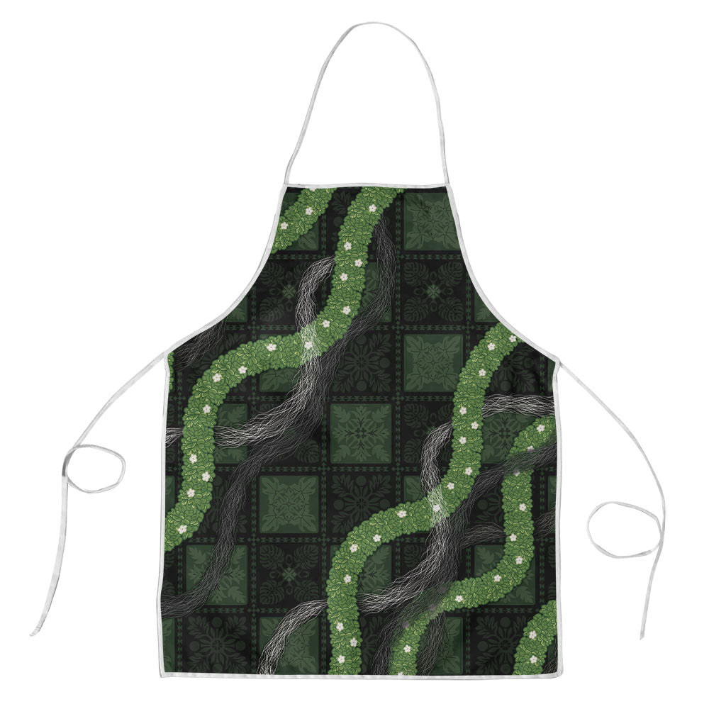 Hawaiian Quilt Apron Pele Hair Hinahina Lei Black Version LT05 Black - Polynesian Pride