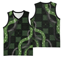 Hawaiian Quilt Basketball Jersey Pele Hair Hinahina Lei Black Version