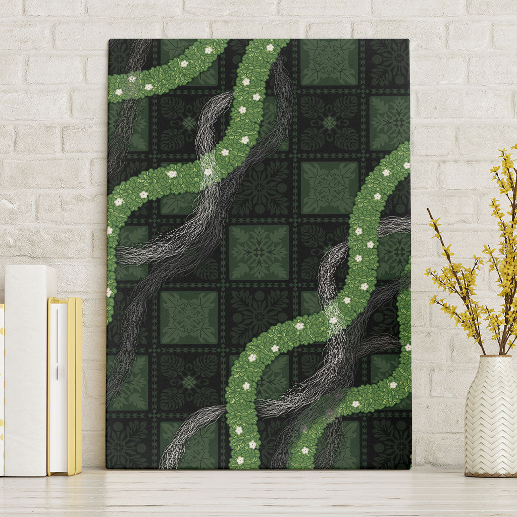 Hawaiian Quilt Canvas Wall Art Pele Hair Hinahina Lei Black Version LT05 Without Frame Black - Polynesian Pride