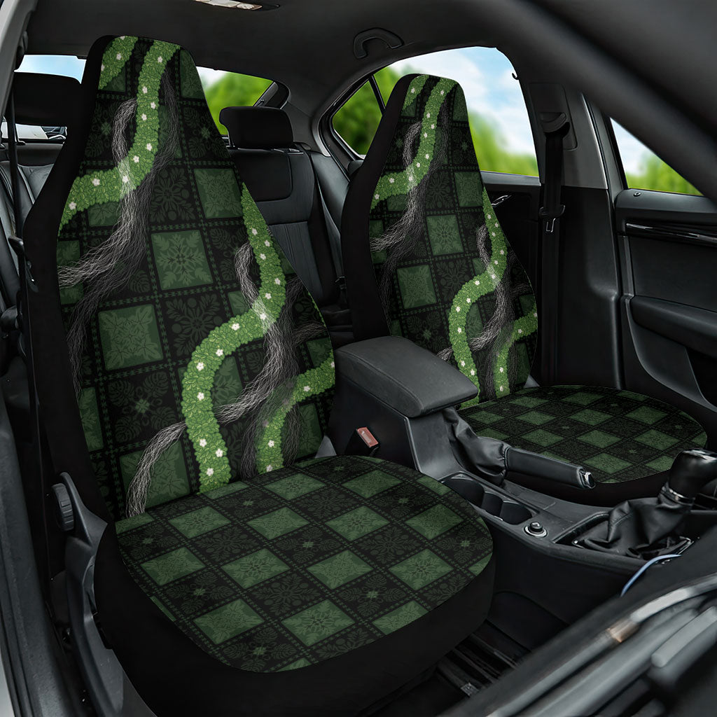 Hawaiian Quilt Car Seat Cover Pele Hair Hinahina Lei Black Version LT05 One Size Black - Polynesian Pride