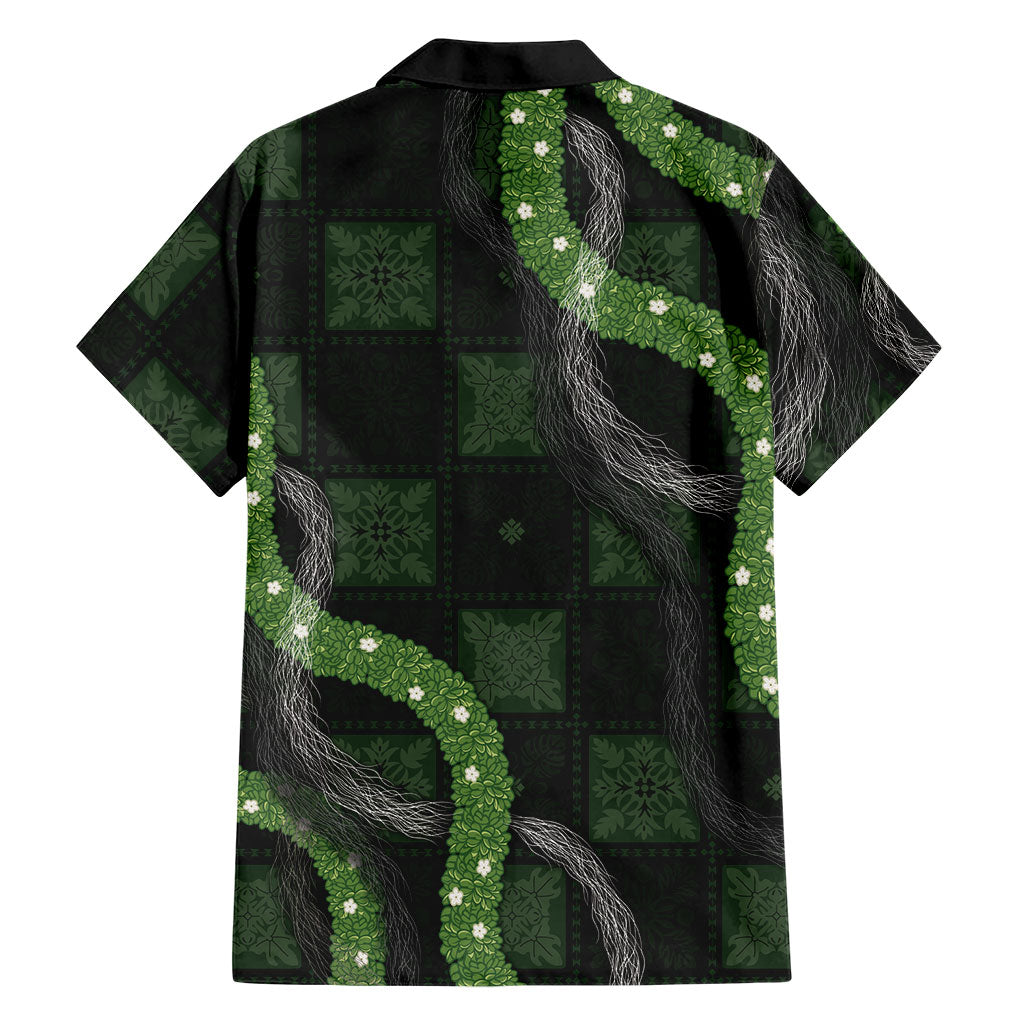 Hawaiian Quilt Family Matching Mermaid Dress and Hawaiian Shirt Pele Hair Hinahina Lei Black Version
