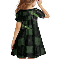 Hawaiian Quilt Family Matching Off The Shoulder Long Sleeve Dress and Hawaiian Shirt Pele Hair Hinahina Lei Black Version