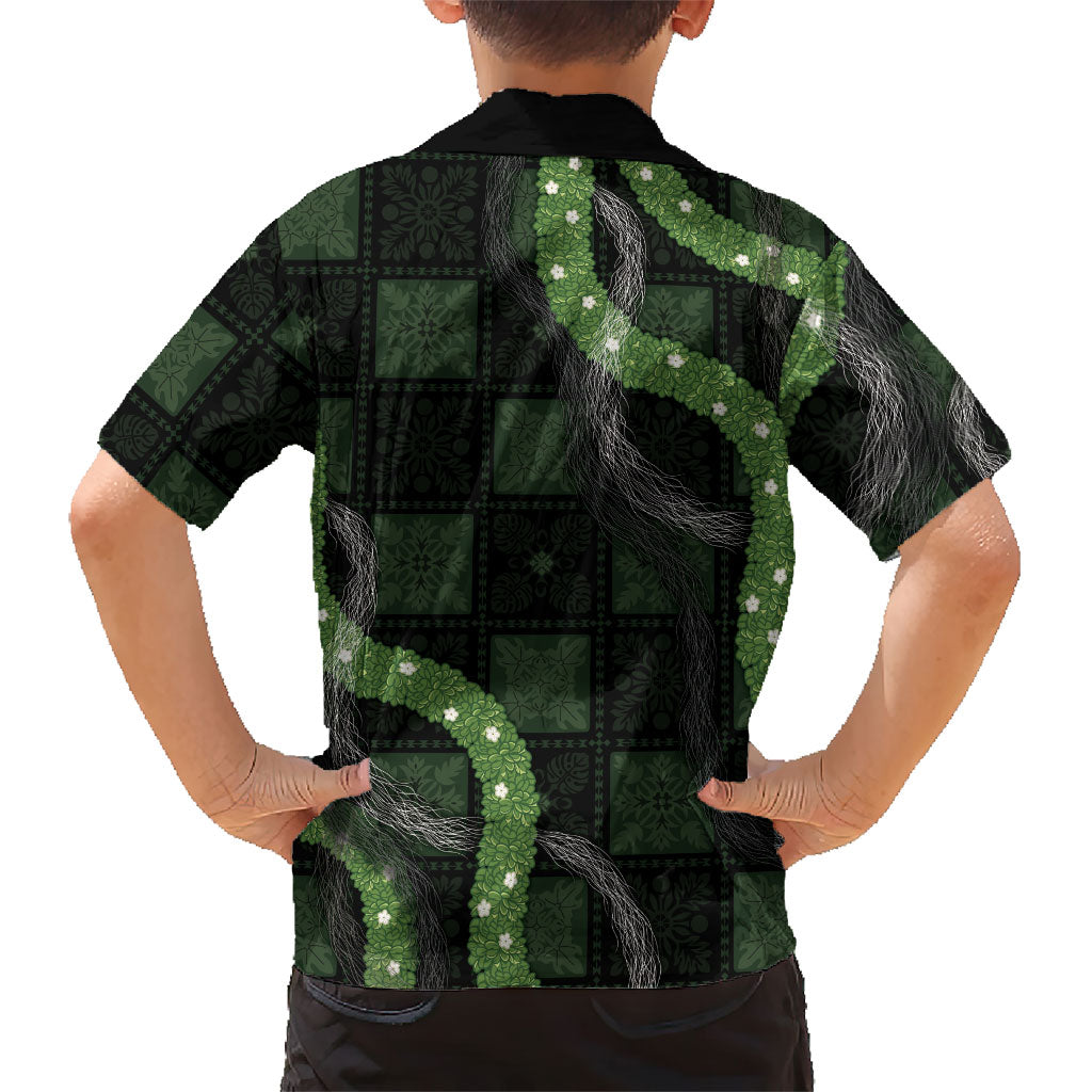 Hawaiian Quilt Hawaiian Shirt Pele Hair Hinahina Lei Black Version LT05 - Polynesian Pride