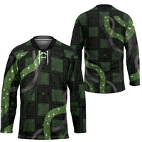 Hawaiian Quilt Hockey Jersey Pele Hair Hinahina Lei Black Version LT05 - Polynesian Pride