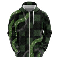 Hawaiian Quilt Hoodie Pele Hair Hinahina Lei Black Version