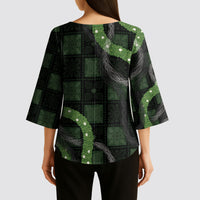 Hawaiian Quilt Kimono Sleeve Blouse Pele Hair Hinahina Lei Black Version LT05 - Polynesian Pride