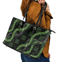 Hawaiian Quilt Leather Tote Bag Pele Hair Hinahina Lei Black Version