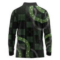 Hawaiian Quilt Long Sleeve Polo Shirt Pele Hair Hinahina Lei Black Version LT05 - Polynesian Pride