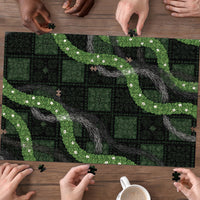 Hawaiian Quilt Puzzle Pele Hair Hinahina Lei Black Version