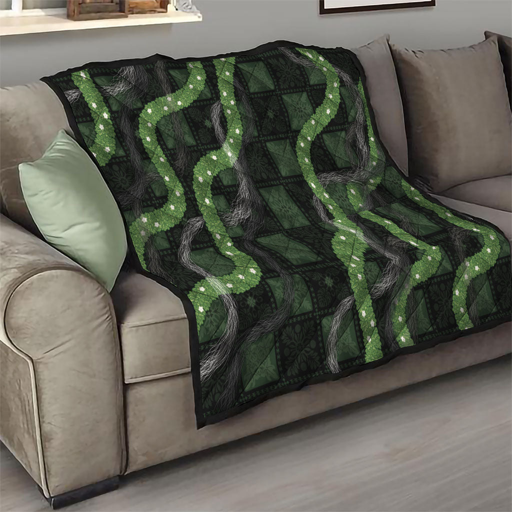 Hawaiian Quilt Quilt Pele Hair Hinahina Lei Black Version LT05 - Polynesian Pride