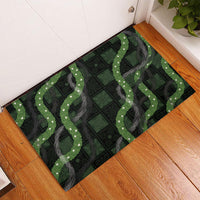 Hawaiian Quilt Rubber Doormat Pele Hair Hinahina Lei Black Version