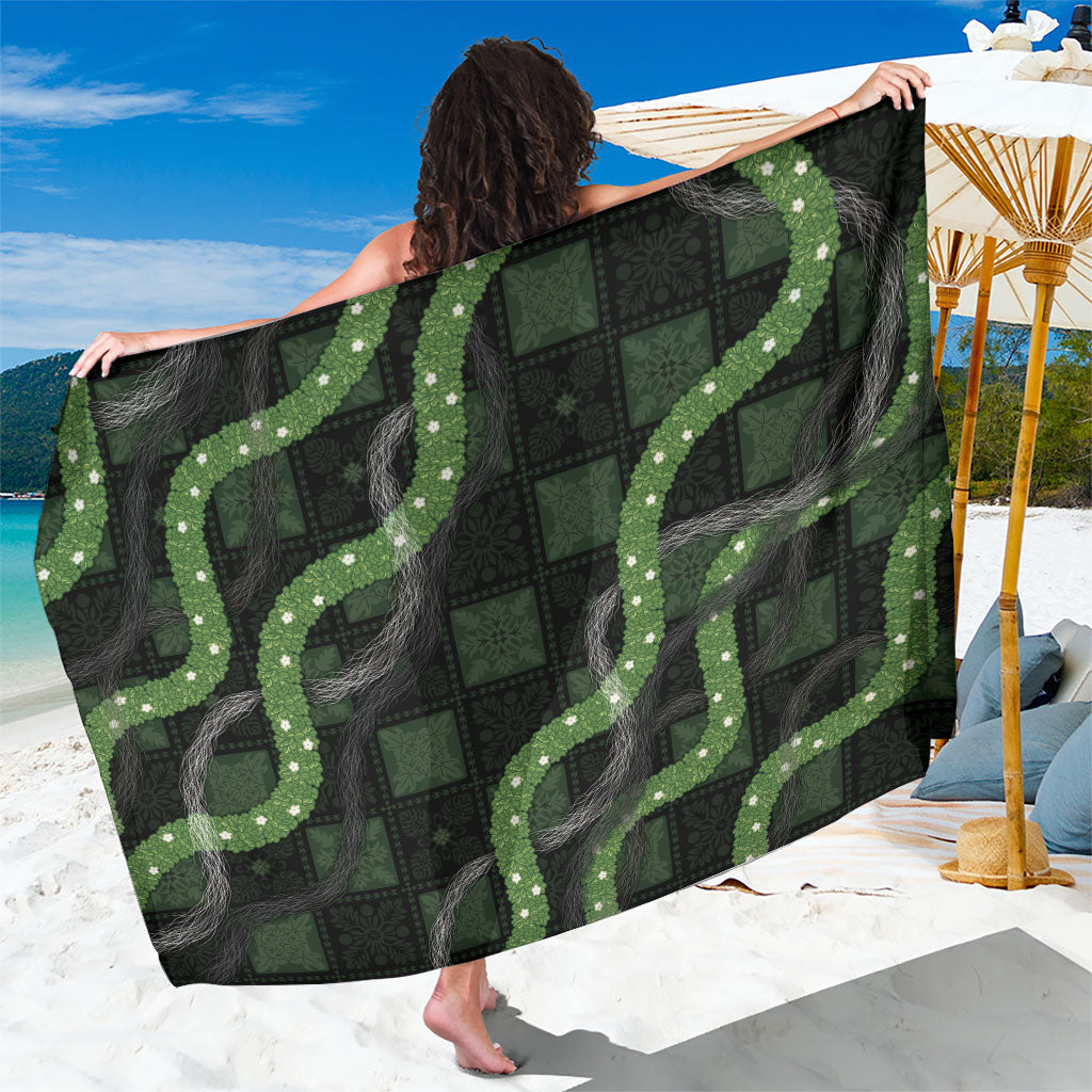 Hawaiian Quilt Sarong Pele Hair Hinahina Lei Black Version LT05 One Size 44 x 66 inches Black - Polynesian Pride