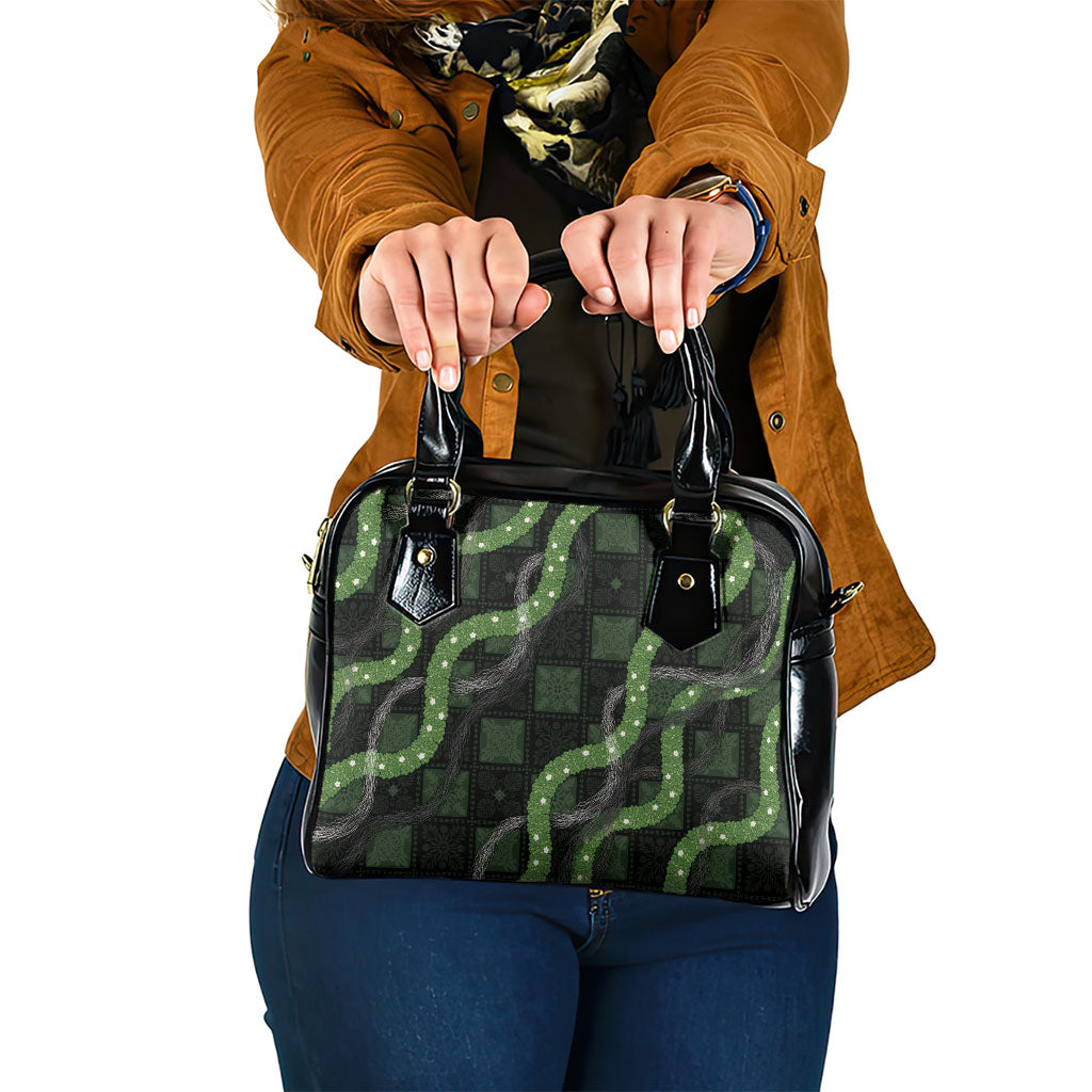 Hawaiian Quilt Shoulder Handbag Pele Hair Hinahina Lei Black Version LT05 One Size Black - Polynesian Pride
