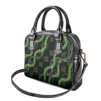 Hawaiian Quilt Shoulder Handbag Pele Hair Hinahina Lei Black Version LT05 - Polynesian Pride