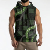 Hawaiian Quilt Sleeveless Hoodie Pele Hair Hinahina Lei Black Version LT05 - Polynesian Pride