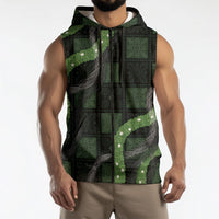 Hawaiian Quilt Sleeveless Zip Hoodie Pele Hair Hinahina Lei Black Version LT05 - Polynesian Pride