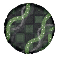 Hawaiian Quilt Spare Tire Cover Pele Hair Hinahina Lei Black Version LT05 - Polynesian Pride