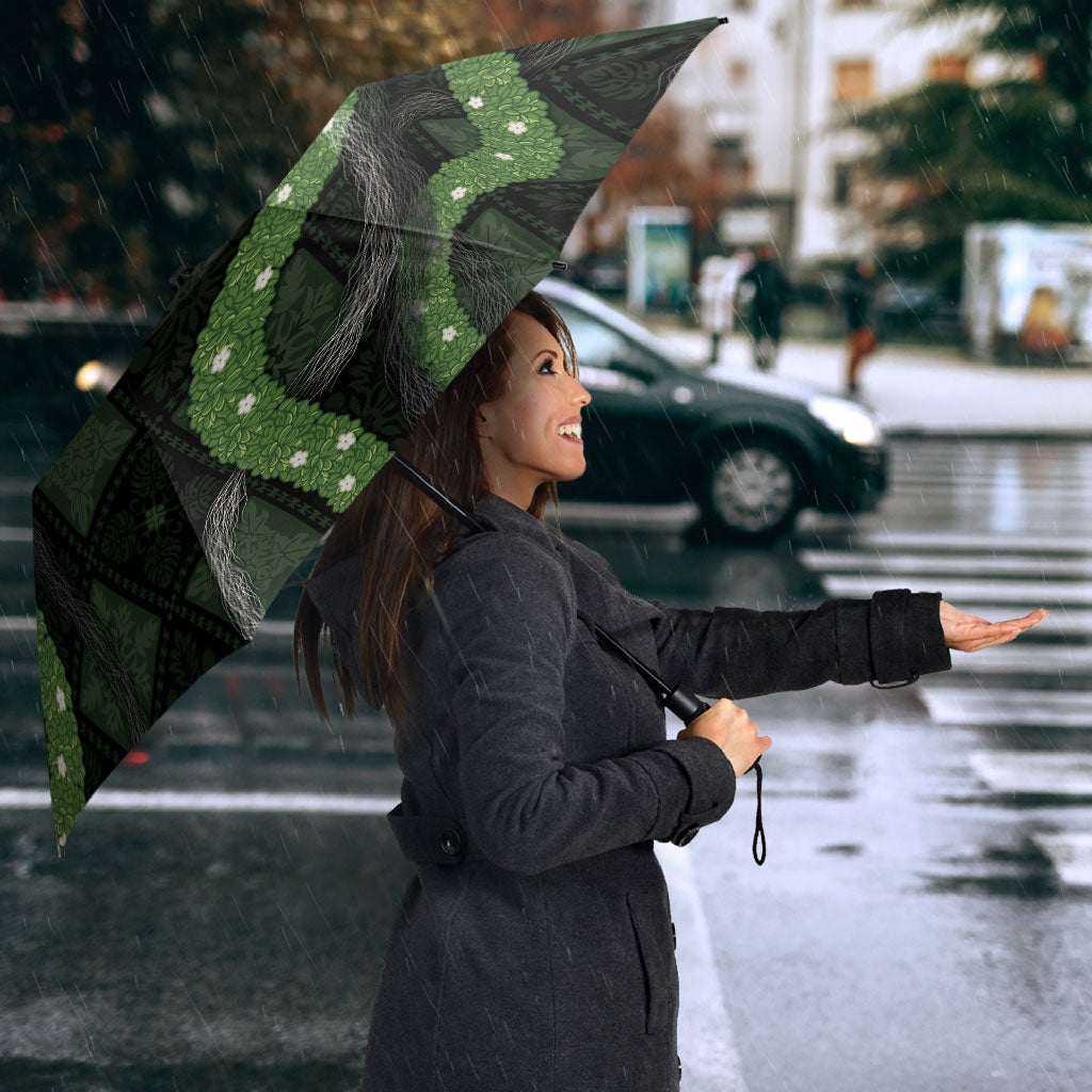 Hawaiian Quilt Umbrella Pele Hair Hinahina Lei Black Version