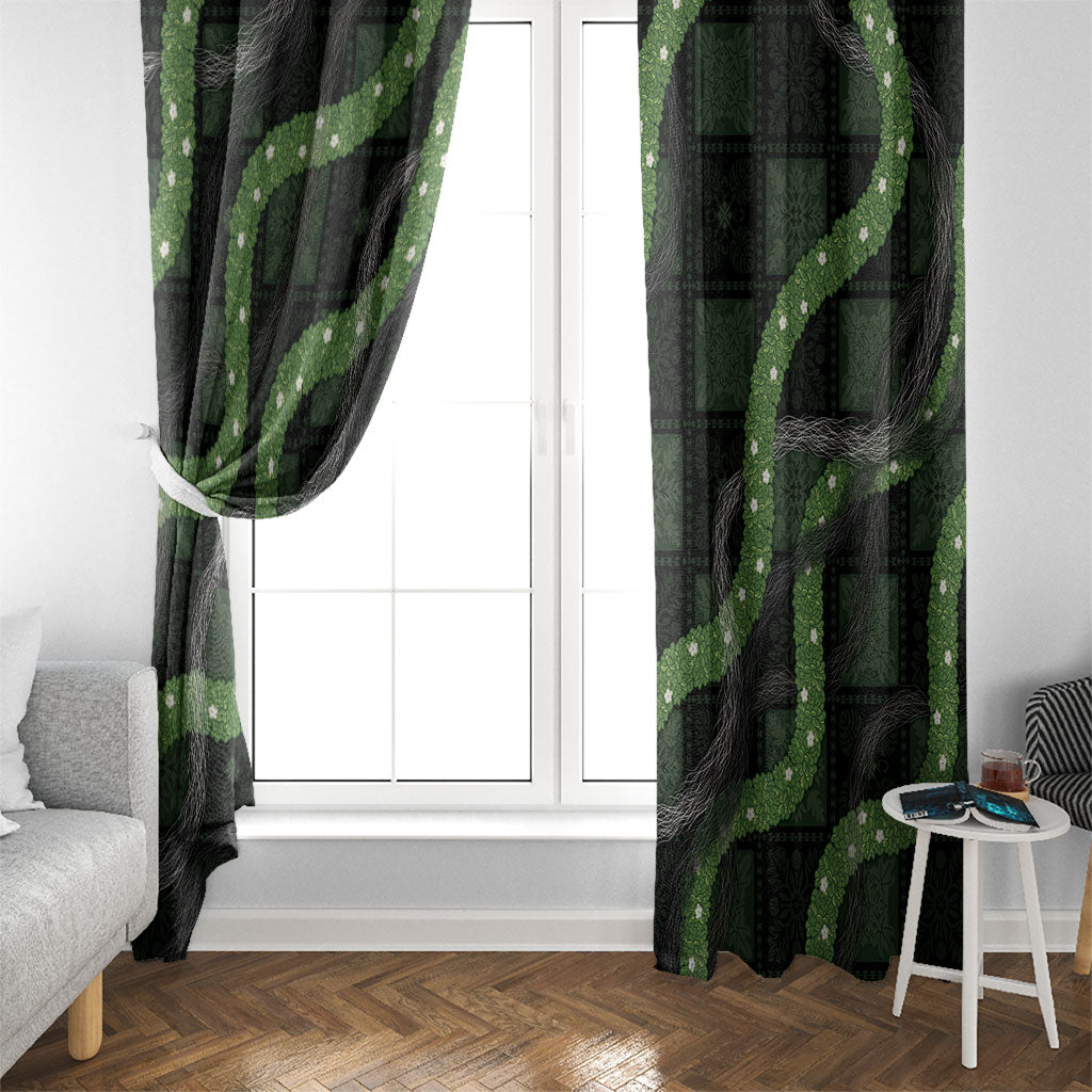Hawaiian Quilt Window Curtain Pele Hair Hinahina Lei Black Version LT05 - Polynesian Pride