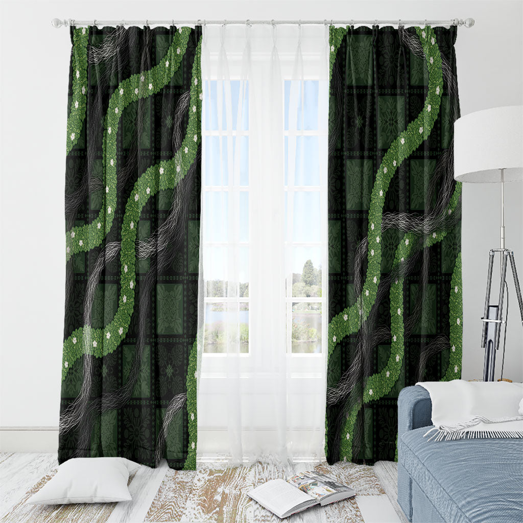 Hawaiian Quilt Window Curtain Pele Hair Hinahina Lei Black Version LT05 - Polynesian Pride