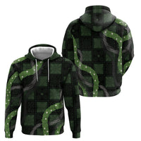 Hawaiian Quilt Zip Hoodie Pele Hair Hinahina Lei Black Version