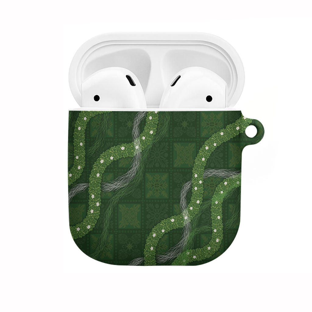 Hawaiian Quilt AirPods Case Pele Hair Hinahina Lei Green Version LT05 Green - Polynesian Pride
