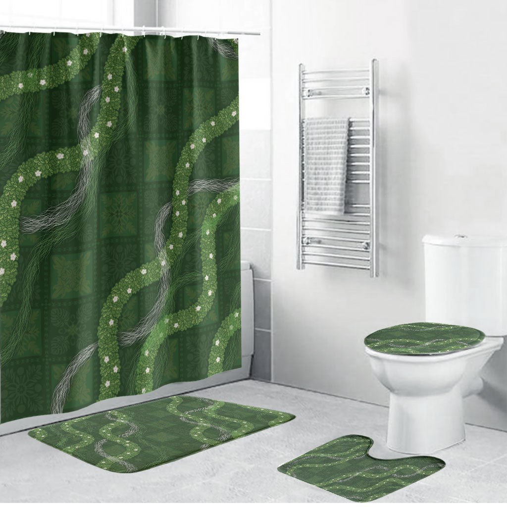 Hawaiian Quilt Bathroom Set Pele Hair Hinahina Lei Green Version LT05 Bathroom Set (4 pcs) Green - Polynesian Pride