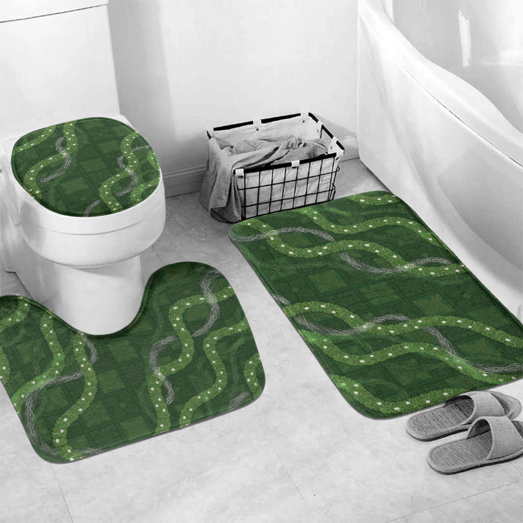 Hawaiian Quilt Bathroom Set Pele Hair Hinahina Lei Green Version LT05 Mat Set Only (3 pcs) One Size Green - Polynesian Pride