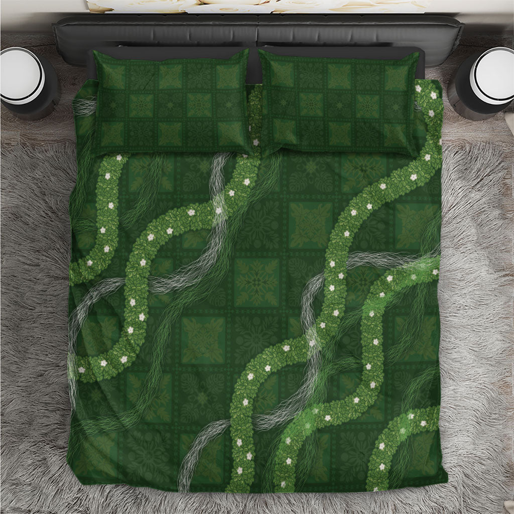 Hawaiian Quilt Bedding Set Pele Hair Hinahina Lei Green Version LT05 Green - Polynesian Pride