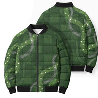 Hawaiian Quilt Bomber Puffer Jacket Pele Hair Hinahina Lei Green Version LT05 - Polynesian Pride