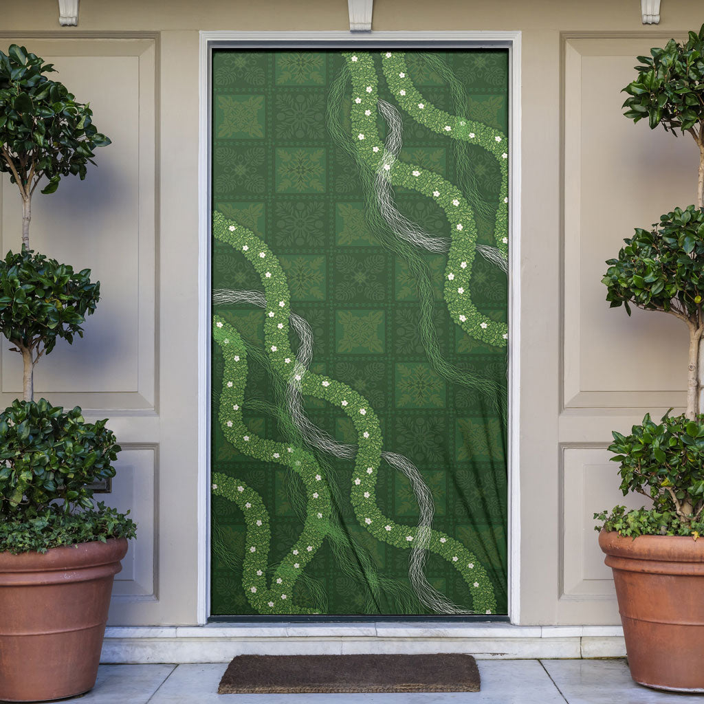 Hawaiian Quilt Door Cover Pele Hair Hinahina Lei Green Version LT05 Green - Polynesian Pride