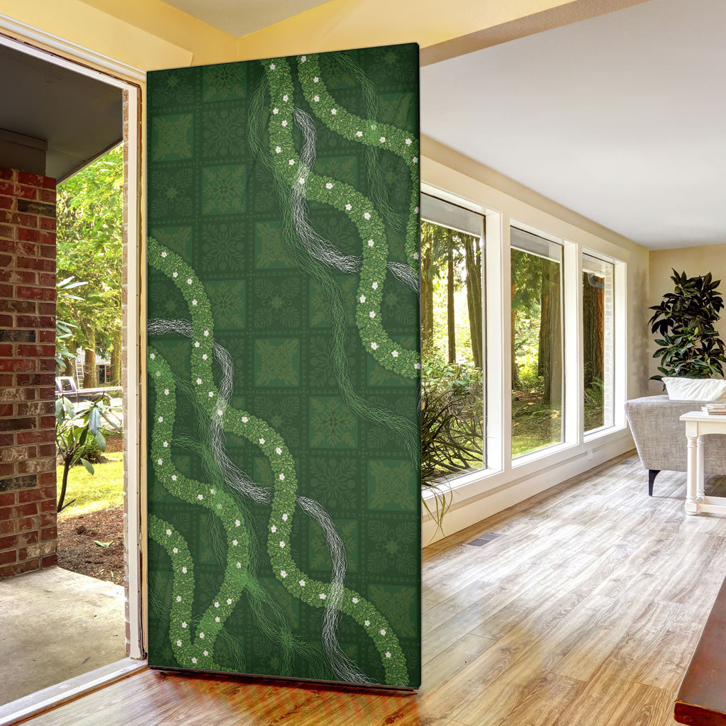 Hawaiian Quilt Door Cover Pele Hair Hinahina Lei Green Version LT05 - Polynesian Pride
