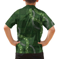 Hawaiian Quilt Family Matching Mermaid Dress and Hawaiian Shirt Pele Hair Hinahina Lei Green Version