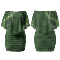 Hawaiian Quilt Family Matching Off Shoulder Short Dress and Hawaiian Shirt Pele Hair Hinahina Lei Green Version LT05 - Polynesian Pride