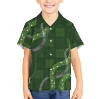 Hawaiian Quilt Family Matching Puletasi and Hawaiian Shirt Pele Hair Hinahina Lei Green Version