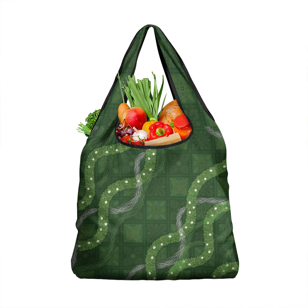 Hawaiian Quilt Grocery Bag Pele Hair Hinahina Lei Green Version LT05 1-pack One Size Green - Polynesian Pride
