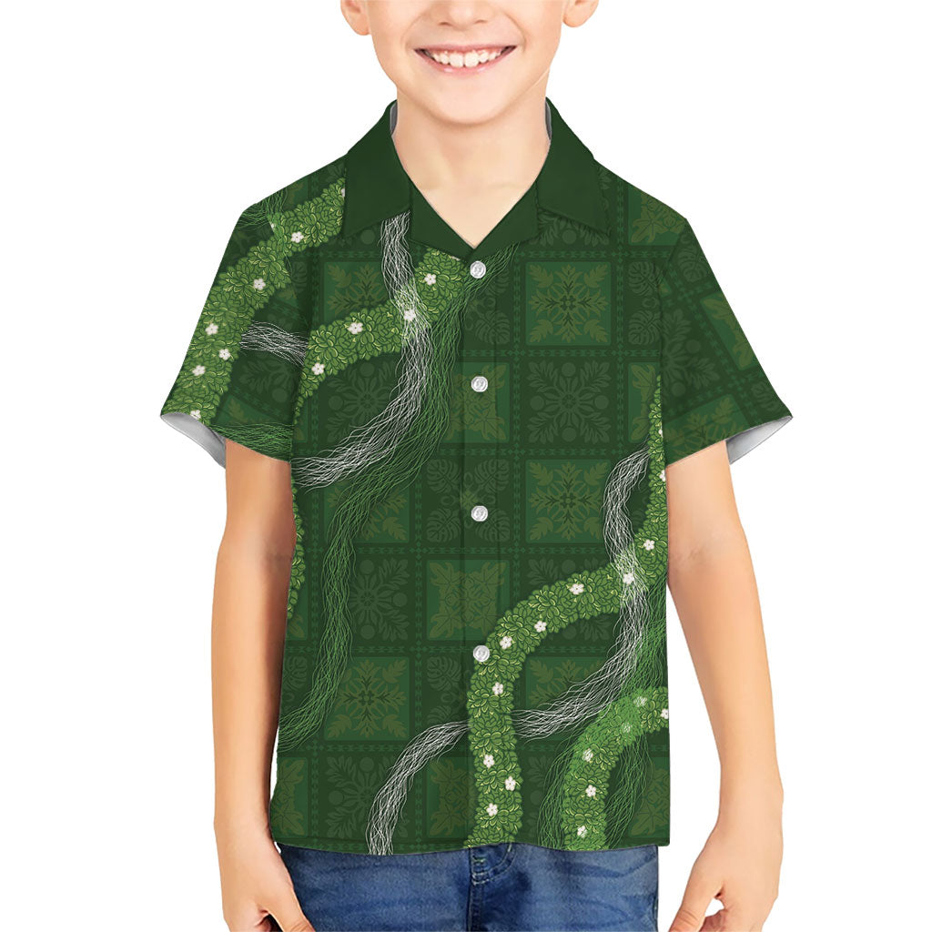 Hawaiian Quilt Hawaiian Shirt Pele Hair Hinahina Lei Green Version