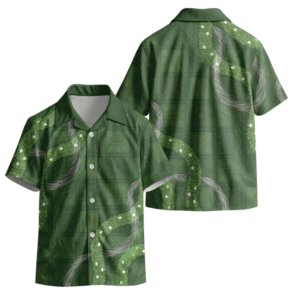 Hawaiian Quilt Kid Hawaiian Shirt Pele Hair Hinahina Lei Green Version LT05 - Polynesian Pride
