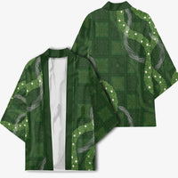Hawaiian Quilt Kimono Pele Hair Hinahina Lei Green Version