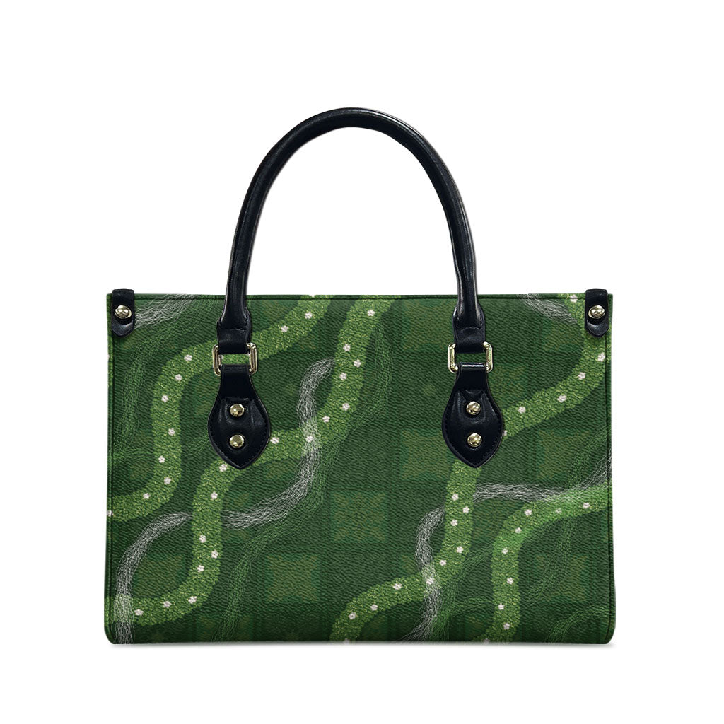 Hawaiian Quilt Leather Bag Pele Hair Hinahina Lei Green Version LT05 - Polynesian Pride