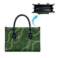Hawaiian Quilt Leather Bag Pele Hair Hinahina Lei Green Version LT05 - Polynesian Pride