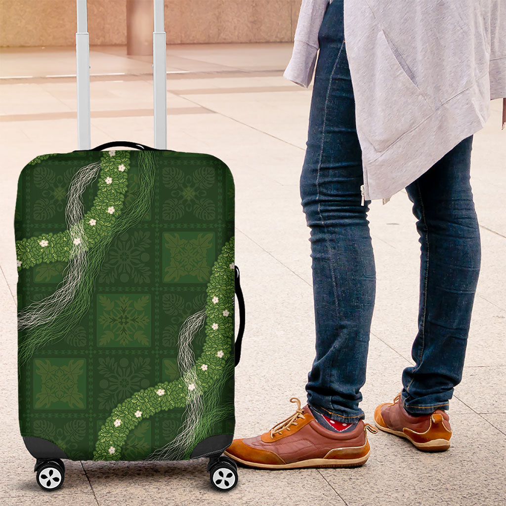 Hawaiian Quilt Luggage Cover Pele Hair Hinahina Lei Green Version LT05 Green - Polynesian Pride
